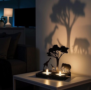 Safari Animal Tea Light Holder Set Steel Die Cut Silhouette Decor Home Decoration Heat Resistant candle set Set of 3 - Product Image 2