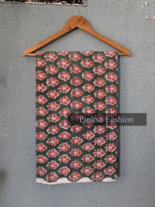 Tissu en coton biologique écologique imprimé au bloc Sanganeri pour la confection de robes de boutique, tissu imprimé de Jaipur doux et respirant - Product Image 3