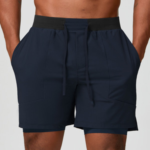 Pantalones Cortos Deportivos de Algodón Sólido para Hombre, Alta Elasticidad, 2 en 1, Cintura con Cordón, Ligeros, Bolsillos Laterales, para Tenis, Pickleball, Pádel - Product Image 3