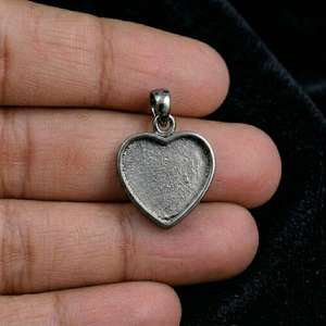925 Sterling Silver Heart Blank Pendant Setting 10mm DIY Breastmilk Keepsake Resin Ashes <b>Memorial</b> Wholesale Jewelry Pendant - Product Image 4