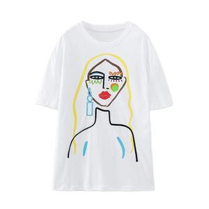 T-shirt imprimé surdimensionné pour femmes, coton premium, streetwear décontracté, mode estivale - Product Image 1