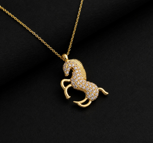 Collar con Colgante de Caballo en Plata de Ley 925 Chapado en Oro, Cadena de Cable, Diseño Animal de Lujo, Unisex, para Uso Diario, Regalo para Él - Product Image 2