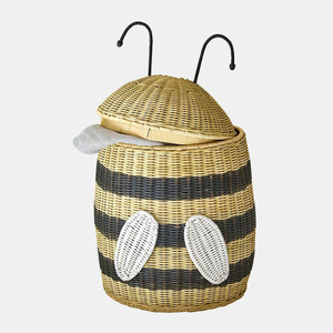 Cesta de Mimbre Natural Única con Forma de Abeja, Cesta de Almacenamiento Tejida de Mimbre con Tapa para la Sala de Juegos de los Niños - Product Image 6