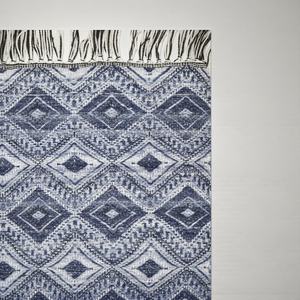 Alfombra Kilim de Lana Hecha a Mano, Tejido Plano, Azul Grisáceo, Patrón Geométrico de Diamantes, Alfombra Tribal Moderna, Ecológica - Product Image 3