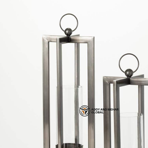 Lanterne de luxe moderne en résine d'os, porte-bougie cylindrique en verre, pot décoratif contemporain pour bougie pilier, Noël, maison, hôtel - Product Image 3