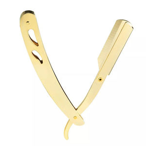 Rasoir de barbier de style nouveau, manche droit jaune, rasoirs pliables pour hommes - Product Image 6