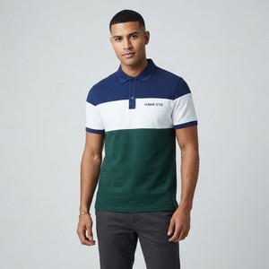 Chemise décontractée à manches courtes boutonnée pour homme Hawk Eye Sports, en coton tricoté imprimé haute performance 220g, avec logo frontal, douce et confortable - Product Image 1