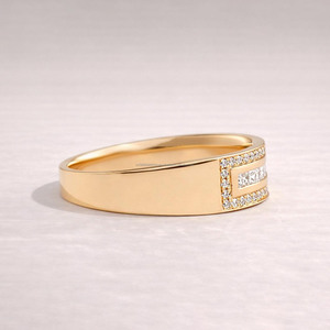 <b>Unique</b> Moissanite Diamond Wedding Band Tension Set <b>Men</b> Engagement <b>Ring</b> Wide Statement <b>Ring</b> Everyday Wear Silver Jewelry for Gift - Product Image 2