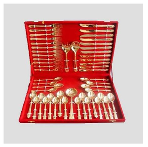 Cuchara de postre de latón al precio más bajo, cubiertos con acabado dorado espejado, caja de embalaje roja, cuchara de diseño moderno - Product Image 2