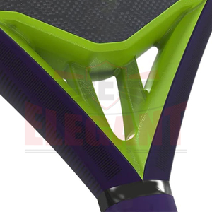 Raqueta de Pádel Negra de Fibra de Carbono de Primera Calidad con Impresión de Logotipo Personalizado, con Marco Morado y Raquetas Verde Lima - Product Image 4