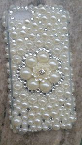 Coque de téléphone brodée de perles et de feuilles d'argent, 100% qualité supérieure, motif personnalisé, élégante, faite à la main, avec perles de rocaille - Product Image 4