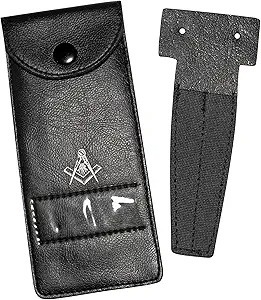 Masonic Knight Templar Shield Pocket Jewel Holder Black Leather (<b>Small</b>) – Freemason Jewelry <b>Case</b> - Product Image 5