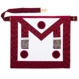 Tablier de Maître Maçon du Rite Écossais Brescia Sports, rouge avec équerre et compas dorés - Product Image 6