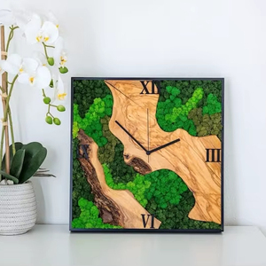 Customizable Simple Plant Wall <b>Clock</b> Handmade Natural Moss Wall <b>Clock</b> for Home Office Decor - Product Image 1