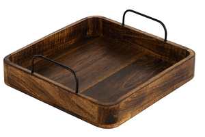 Plateau carré en bois pour servir le thé et le café, pour le petit-déjeuner, les collations, la table à manger, la maison, le café, le restaurant - Product Image 3