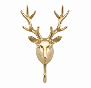 Finest Quality Gold Deer Head Wall <b>Hook</b> Metal Animal Design Durable Rustic Style Single <b>Hook</b> Display Hanger For Clothing Storage - Product Image 1