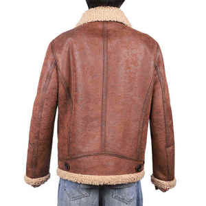 Blouson Bomber Décontracté Homme Hiver Haute Qualité en Cuir Véritable Peau de Mouton Lavé avec Fermeture Éclair – Service OEM – Vente Flash - Product Image 2