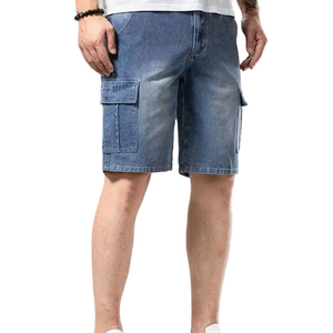 Pantalones cortos de mezclilla de cintura alta para hombre, diseño nuevo 2026, de algodón lavado, con botones, color liso, estilo casual - Product Image 4
