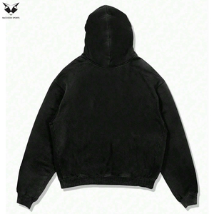 Sweat-shirts à capuche noirs pour hommes, à manches longues, épais et chauds, style streetwear, avec imprimé tendance et design uni, collection automne décontractée - Product Image 2