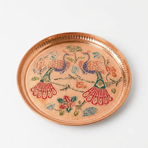 Ensemble de thali en cuivre fait main pour la Pooja, assiette traditionnelle pour la Puja, cadeau pour le festival Diwali, thali Aarti, décoration pour le temple à domicile, vente en gros - Product Image 1