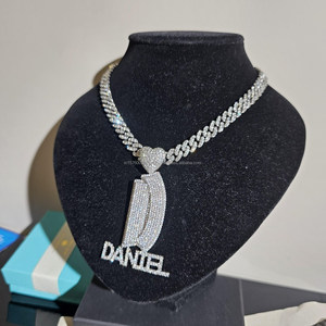 Luxury Custom Letter Pendant Necklace <b>Iced</b> <b>Out</b> Moissanite Diamond Cuban <b>Chain</b> Fashion Jewelry - Product Image 1
