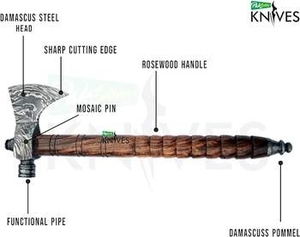 มีดตัดพิซซ่าคุณภาพสูง ZA DAMASCUS MAKERS ผลิตจากเหล็กกล้าไร้สนิมอุตสาหกรรม ดามัสกัส แบบแบน ด้ามจับทำมือ รูปทรงหัวขวาน ขนาด 2 2/5 นิ้ว สีโรส - Product Image 4