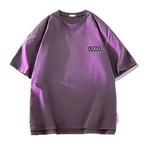 เสื้อยืดคอกลมแขนสั้นทรงโอเวอร์ไซส์สำหรับผู้ชาย ผ้าเจอร์ซีย์สีพื้น ระบายอากาศได้ดี ดีไซน์ลำลอง พิมพ์ลายโลโก้ด้านหน้า - Product Image 4