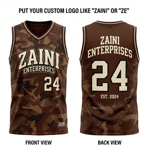 เสื้อบาสเก็ตบอลชาย 220 กรัม ผ้าโพลีเอสเตอร์ตาข่ายพรีเมียม สีน้ำตาล พิมพ์ลายตัวอักษรแบบซับลิเมชั่น โลโก้ ชื่อ และหมายเลขแบบกำหนดเอง แห้งเร็ว ระบายอากาศได้ดี - Product Image 1