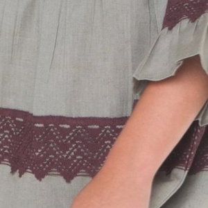 Vestido de encaje de algodón gris con mangas de volantes, ropa Bohemia supercómoda y súper guay para niños, regalo perfecto para tu princesa encantadora - Product Image 4