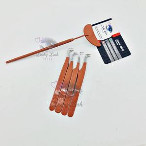 Haute qualité Logo personnalisé en acier inoxydable demi-lune miroir pince à épiler boîte poignée lisse nouvelle couleur Extension de cils pince à épiler en Fiber - Product Image 4