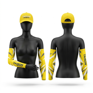 Manchon de compression pour volleyball en polyester élasthanne 220 GSM de qualité supérieure, jaune, noir, blanc, avec logo personnalisé sublimé - Product Image 1