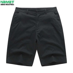 Naimat Men's Solid Black Cotton Bermuda Shorts Mid Rise Casual Style Breathable Oxford Fabric Button Fly Pockets - Product Image 1