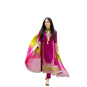 Rose vif indien pakistanais vêtements belle couleur Anarkali robe Lengha travail manuel Salwar Kameez dernière robe de mariée pour - Product Image 1