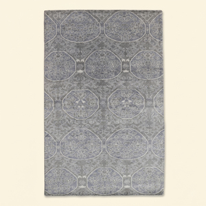 พรมขนสัตว์หนานุ่มสีเทาแบบปักมือ ยี่ห้อ Silver Dynasty  ป้องกันการลื่นไถล เป็นมิตรกับสิ่งแวดล้อม ลายเหรียญประดับตกแต่ง เหมาะสำหรับห้องนั่งเล่นและโรงแรม - Product Image 1