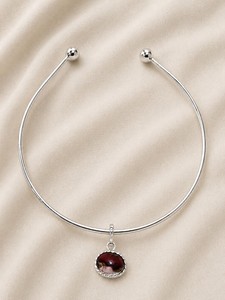 Collier ras du cou en argent sterling 925 avec pendentif grenat rouge, bijou minimaliste et élégant, cadeau pour femme, Inde - Product Image 6