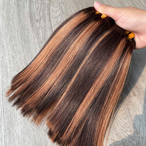 Cheveux humains vietnamiens de qualité supérieure, trame de dentelle, ultra-lisses, couleur brun piano, Super Double Drawn, prix de gros - Product Image 1