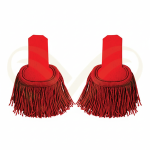 Épaulettes Cérémonielles Artisanales en Viscose Rouge avec Franges en Bouillon pour Uniformes de Parade Extérieur - Product Image 5