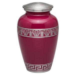 Urna Funeraria Amarilla para Adultos con Banda Art Deco Plateada y Diseño de Llave Griega, Urnas de Cremación de Aleación de Aluminio para Cenizas Humanas - Product Image 6