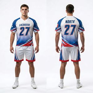 Ensemble de maillots de lacrosse vert fluo camouflage numérique sublimé, uniforme d'équipe en tissu mesh respirant et anti-humidité, vêtements de sport - Product Image 6