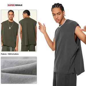 Camiseta sin Mangas Personalizada con Logotipo para Hombre, 100% Algodón, Talla Grande, Camiseta sin Mangas de Gran Gramaje para Hombre - Product Image 1