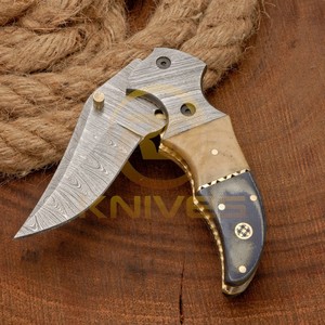 Handmade Damascus Steel Hunting <b>Knife</b> With Micarta <b>Handle</b> Drop Point Blade Fixed Blade Outdoor Survival <b>Knife</b> - Product Image 3