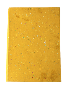 Carnet à couverture rigide en papier de coton fait main, style vintage, avec mica chatoyant de couleur moutarde et effet marbré, pour la religion chrétienne - Product Image 1