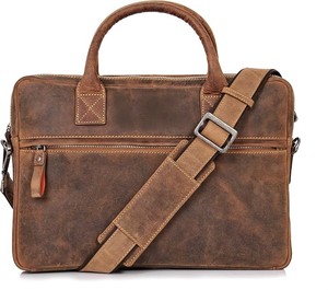 New Arrival Classic Leather <b>Laptop</b> Briefcase Shoulder Bag Zipper Closure Protective Design for Business Travel From India - Product Image 1