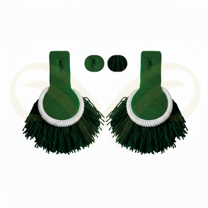 Épaulettes professionnelles réglables en polyester vert et noir avec franges en bullion, épaulettes d'uniforme personnalisées - Product Image 1