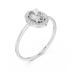 Oval & Round Cut Lab Grown Diamond Engagement <b>Ring</b> 14K Yellow Gold Halo Wedding Band for Women with Certification - Product Image 6