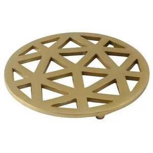 Gold Geometric Triangle <b>Trivet</b> Brass Round Pot Stand Heat Resistant Heavy Duty Premium Food Warmers and Casseroles - Product Image 1