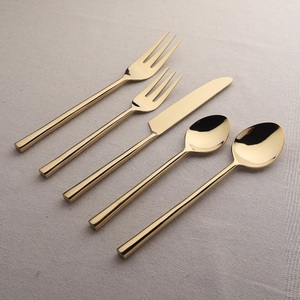 Ensemble de couverts élégants en or, finition miroir, passe au lave-vaisselle, couverts en métal pour la table de mariage - Product Image 3