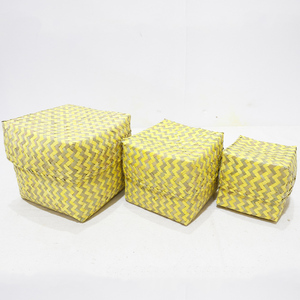 Handmade Natural Palm Leaf Gift Box and <b>Storage</b> <b>Basket</b> for Home Decoration and Vietnamese Handicrafts - Product Image 1