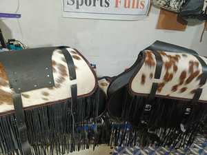 Alforjas de Cuero Plegables para Motocicleta, Impermeables, con Cuero Dividido y Correa Ajustable Extraíble - Product Image 2