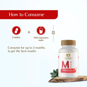 Tabletas de Extracto Herbal Vigoroyal M, Fórmula Ayurvédica Premium con Ashwagandha, Safed Mulsi, Shilajit y Shatavari - Product Image 2